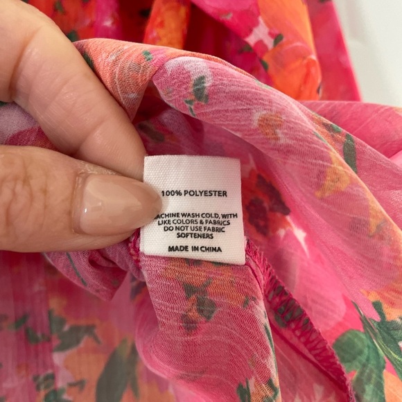 Rumored East End Electric Floral Pink Sheer Top, small - Picture 8 of 8